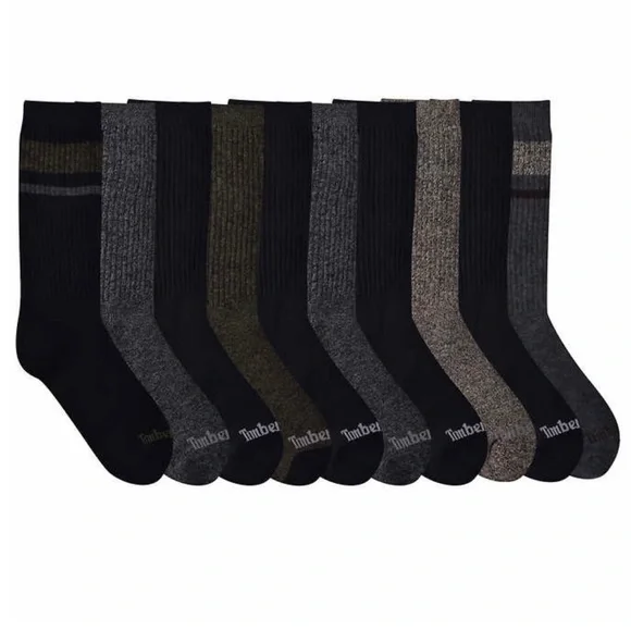 Timberland Men’s Cushioned Crew Socks Cotton Blend 10 Pairs Bundle Size 6-12 NWT - Picture 2 of 15